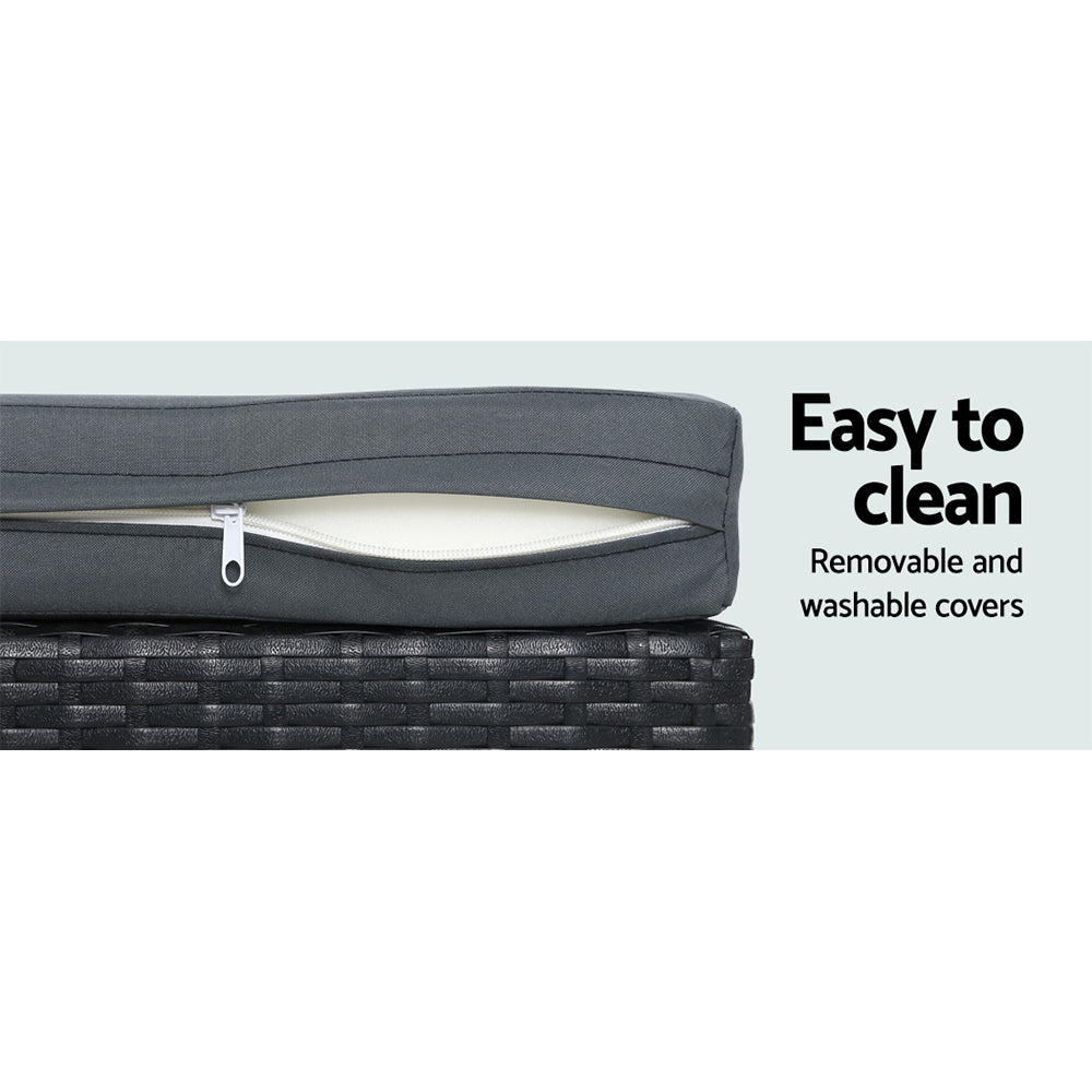 Armadale Deluxe 4 Piece Lounge Sofa Set with Table - Black